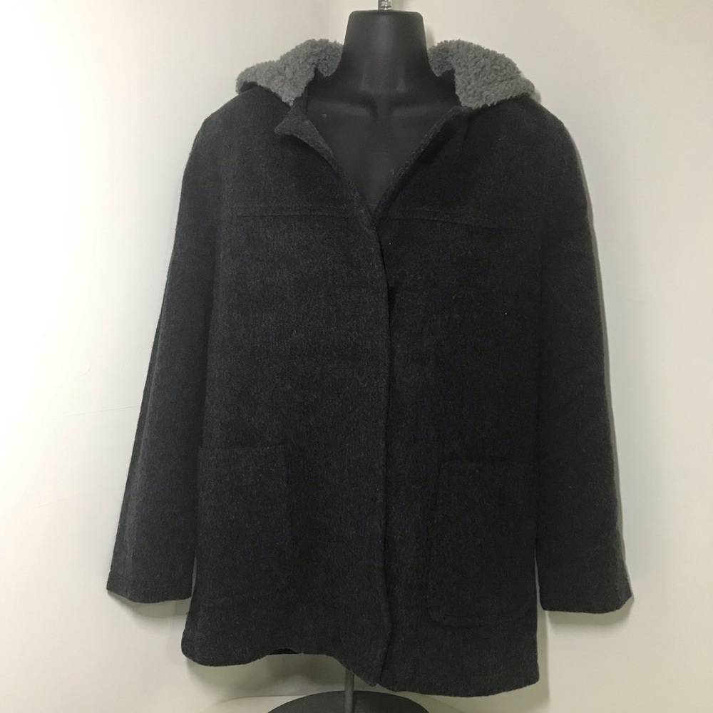 John Caruana 100% Wool Hooded Coat Parka Small S